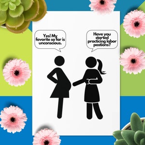 Divertente carta del baby shower: hai praticato posizioni? Divertente biglietto di auguri di gravidanza, biglietto di auguri per il bambino, biglietti di auguri unici