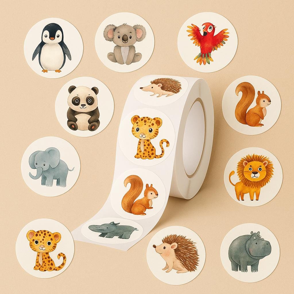 100 Sticker Set – Individual Stickers From a Roll – Decorative Stickers ...