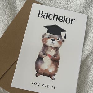 Glückwunschkarte „Bachelor – You Did It“ mit Otter-Motiv