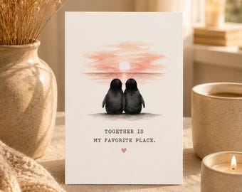 Penguin Love Card – Together Is My Favorite Place | Romantic Card for Partner | Anniversary | Valentine's Day | Love Gift