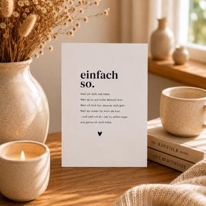 Tarjeta de felicitación "Porque sí" – "Porque sí". | Tarjeta minimalista de amor y amistad – Regalo considerado