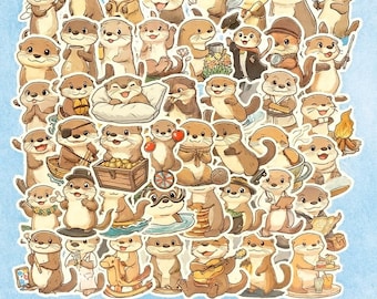 20 Cute Otter Stickers, Otter Sticker Pack, Kawaii Animal Stickers, Vinyl Sticker Bundle, Journal Stickers, Scrapbook Stickers, Otter Lover