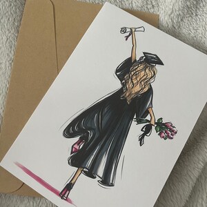 Glückwunschkarte „Graduation Girl“ – Abschlussfeier mit Blumenstrauß