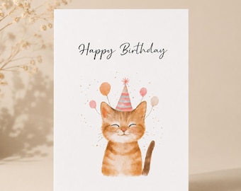 Cat Birthday Card, Happy Birthday Cat Card, Birthday Card for Cat Lovers, Cute Cat Birthday Card, Funny Cat Greeting Card