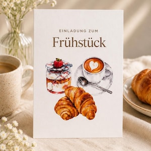 Frühstückseinladung Karte, Einladung zum Frühstück, Brunch Einladung, Frühstück Date, Kaffee Date Karte, Brunch Karte