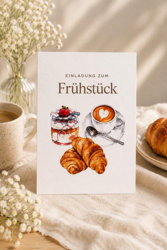 Frühstückseinladung Karte, Einladung zum Frühstück, Brunch Einladung, Frühstück Date, Kaffee Date Karte, Brunch Karte