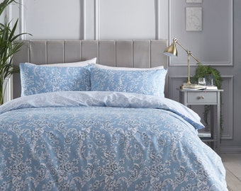 Wedgewood Blue Reversible Duvet Set With Stainless steel Poppers