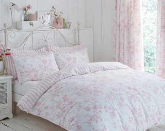 Amelie Pink bedding collection of 68 pick base fabric with luxuriously combed Cotton Yarns, available in Pink or Blue colourway