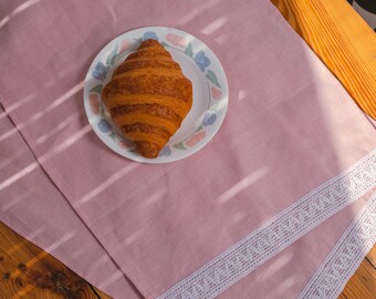 Linen Placemat Fall With Lace Border Customization Available Perfect Housewarming Gift Best Pink Linen Table Mat Gift