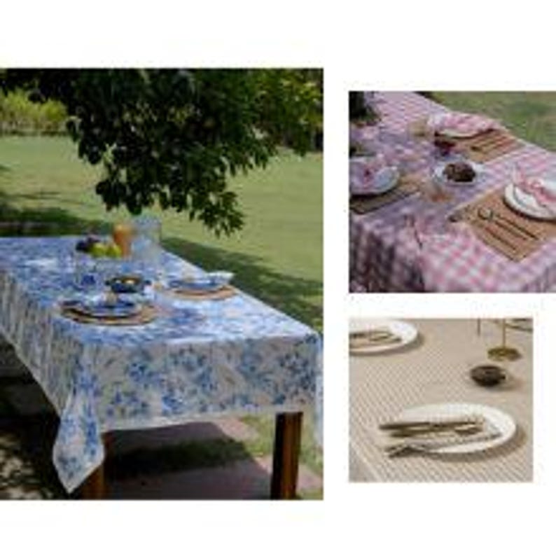 French Toile Linen Tablecloth 60x90, 60x108, 60x120 100% Linen Printed ...