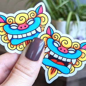 Okinawa Shisa Pair Stickers Pack of Two | Okinawa Sticker | Japan Sticker | Vinyl Sticker | Oki Sticker | Shisa Dog | Shisa Lion | Okinawa