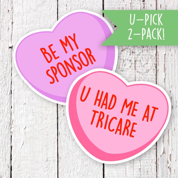 Dependa Candy Conversation Heart Stickers 2 Pack, Funny Gift for Military, USMC, Army, Navy, USAF, Marine Wife, Girlfriend, Spouse, Fiancé