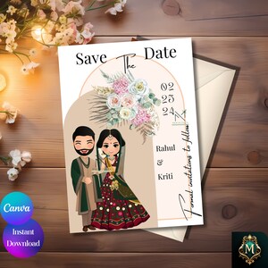 Indian Save the date Hindu Save the date Sikh save the date Save the date announcement card Save the date invitation card canva