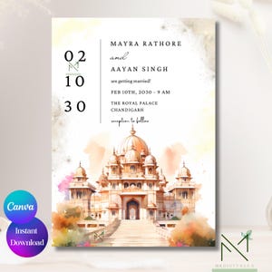 Luxurious Sikh save the date template Royal palace Save the date card Punjabi save the date Indian save the date Hindu save the date