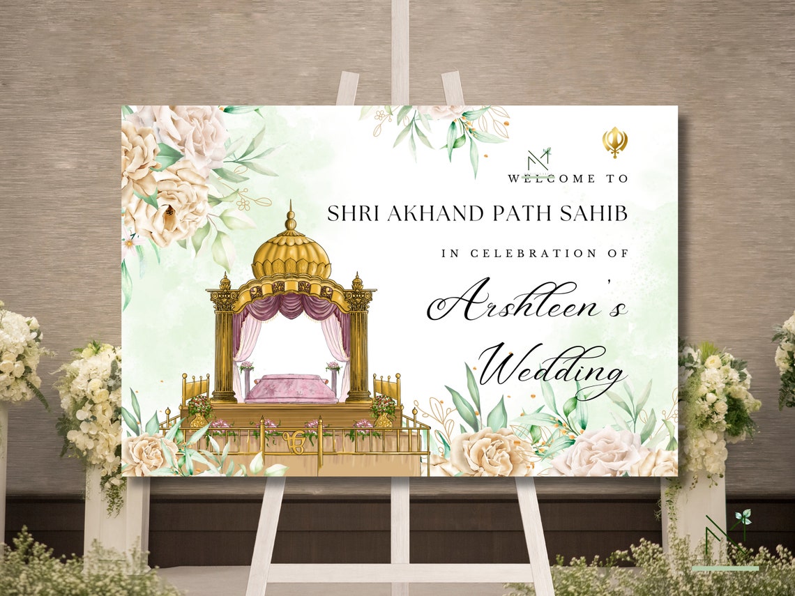 Floral Shri Akhand Path Welcome Sign Shri Sukhmani Sahib Welcome Sign ...