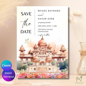 Destination Save the date Indian Save the date template Hindu Luxurious Save the date card Hindu Save the date invite Sikh Save the date