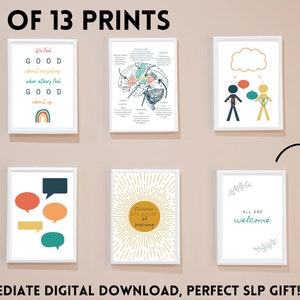 Speech Therapy Room Posters, Speech Language Pathology Gift, SLP Visuals, SLP Decor, Vocabulary, Classroom, Special Education, Office, Brain