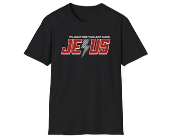 Christian Racing T-Shirt: Jesus Cross Print, Car Lover Tee