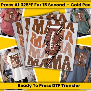 Football Mama With Lightning Bolt, Ready to Press, Heat Transfer, DTF Print, Retro Football Transfers, Football Mama Print, Football Lover