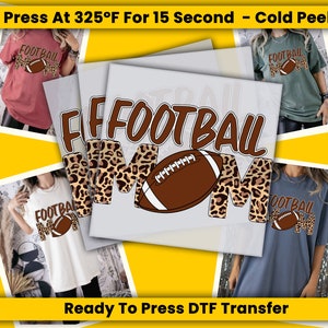 Leopard Football Mom, Ready to Press, Heat Transfer, DTF Print, Retro Football Transfers, Football Mom Transfer, Football Lover, Full Color