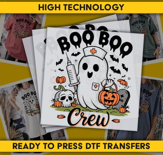 Boo Boo Crew DTF Transfer, Halloween Nurse DTF Transfer, Ready to Press DTF Transfer, Direct to Film Transfer, Iron on Decal