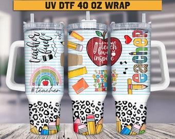 Teacher 40 oz Tumbler Wrap, Teacher Gift Uv DTF Wraps  Mama Coffee Cup Ready To Apply, No Heat Needed, Waterproof