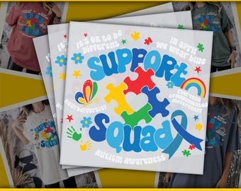 Support Squad Autism Ready To Press DTF Transfers,  Neurodiversity Awareness DTF Print, Retro Puzzle Transfers Ready For Press, Mom