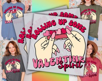 Rolling Up Some Valentine Spirit, Ready to Press, Valentine's Day Transfers, Heat Transfer, DTF Print, Retro Valentine DTF Transfers