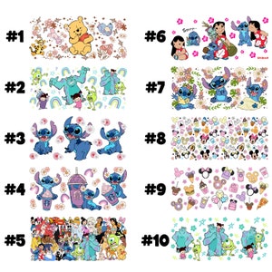 Uv DTF Disney 16 oz Cup Wrap, Ready To Apply, No Heat Needed, Waterproof, Disney UV DTF, Disney Coffee Wrap Bundle Uv Dtf
