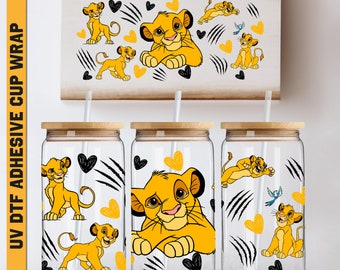 Uv DTF Wraps Lion King Coffee 16 oz Cup Wrap, Ready To Apply, No Heat Needed, Waterproof