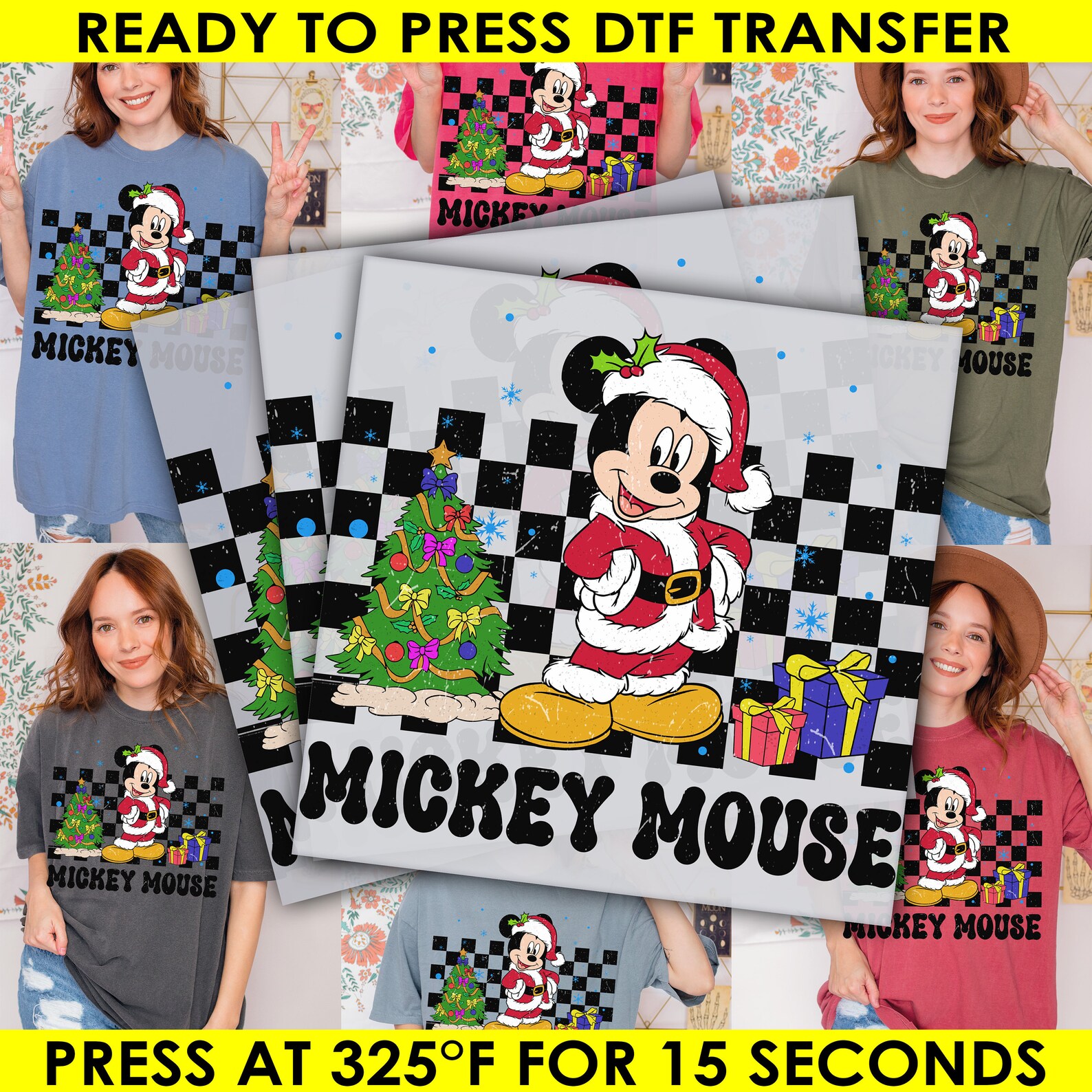 Mickey Mouse, Disney Christmas Ready to Press, DTF Print, Christmas