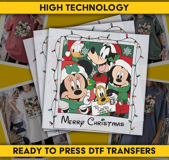 Disney Merry Christmas DTF Transfer, Christmas Mickey DTF, Ready to Press DTF Transfer, Direct to Film Transfer, Iron on Decal