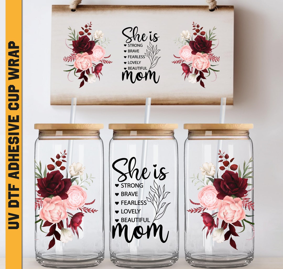 Mama Mother's Day Uv DTF Wraps, Glass Can Gift Coffee 16 Oz Cup Wrap ...