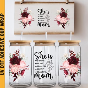 Mama Mother's Day Uv DTF Wraps, Glass Can Gift Coffee 16 oz Cup Wrap, Ready To Apply, No Heat Needed, Waterproof