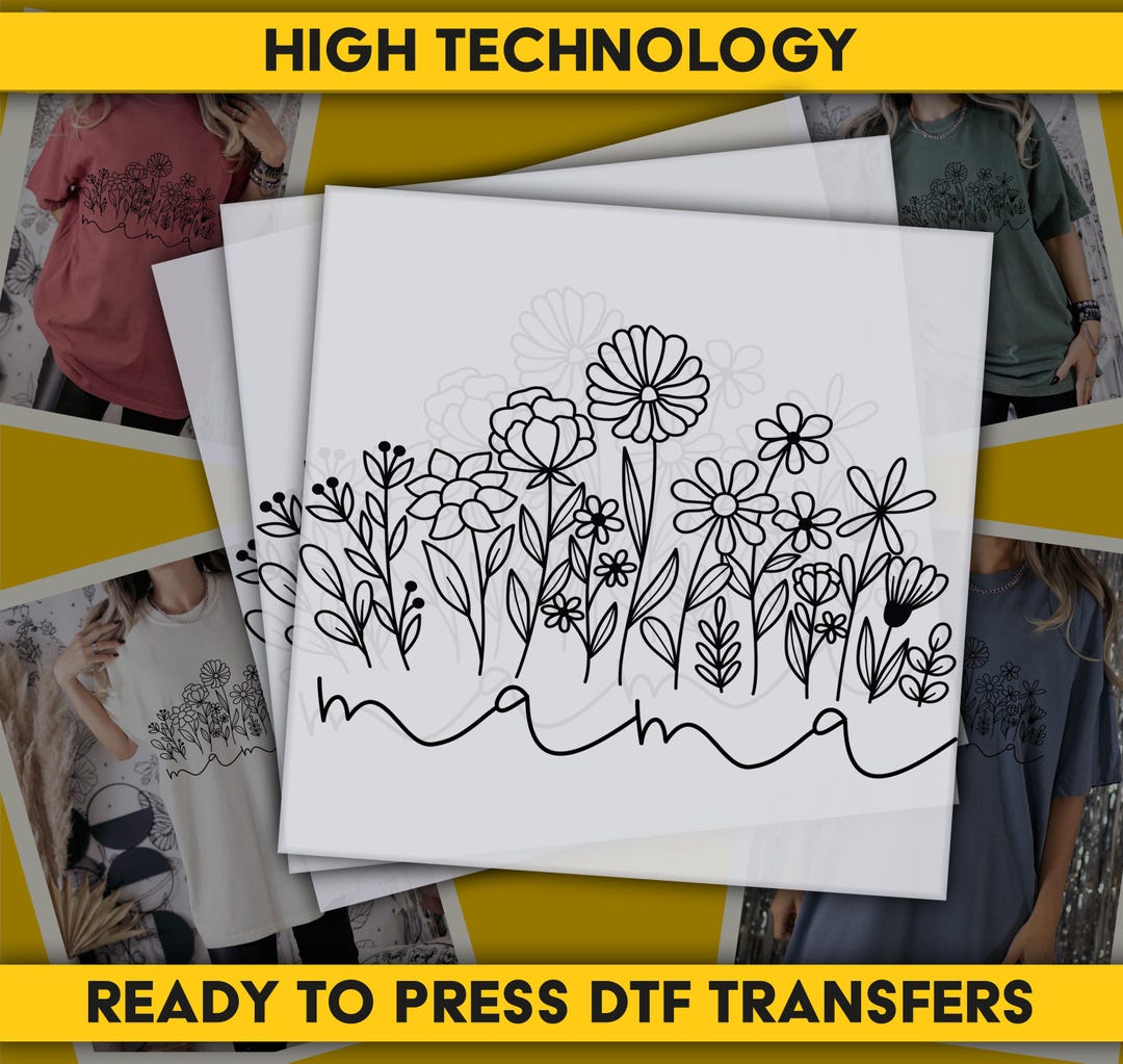 Mama Flower Bouquet Ready to Press DTF Transfers, Mothers Day DTF Print ...