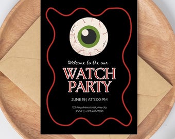 Invitación a fiesta de Halloween con globos oculares / Plantilla espeluznante de Canva