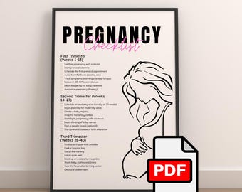Pregnancy Checklist Printable | Minimalist Trimester Planner (PDF)