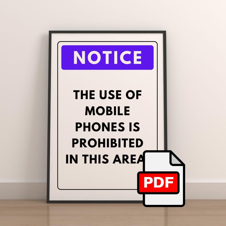 No Cell Phone Sign | Office Printable, Clinic Notice (PDF) - Etsy Canada