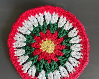 Christmas coaster gifts , crochet coasters for Christmas , home decor , crochet coaster single