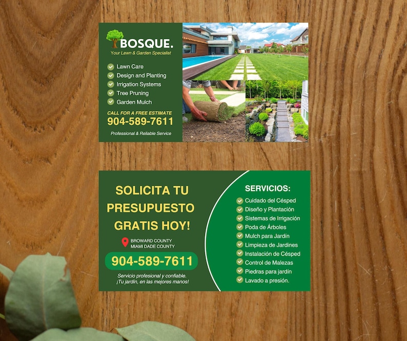 Landscaping Service Business Cards | DIY Canva Template Design | Lawn ...
