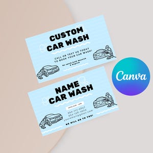Cartão de visita para lava-jato | Modelo editável do Canva | Promoção para lava-jato | Marketing para lava-jato | Cartão de visita automotivo | Serviço de lava-jato