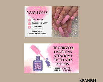de Carte de visite de technologie d'ongles modifiable | Code QR inclus | Image de marque pour salon de beauté Canva