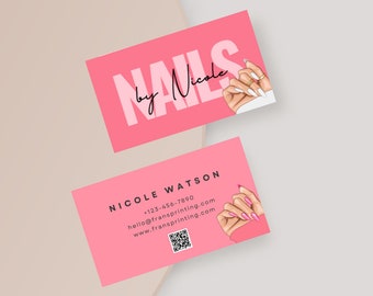 Modern Nails Business Card Template with QR Code (DIY Canva)