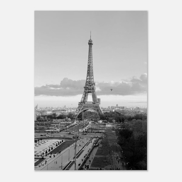 Eiffelturm bei Tag Fotografie Druck - schwarz weiß - Eiffelturm Wandkunst - Paris Frankreich - Poster