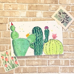 Postal plantable con semillas de flores silvestres: diseño de cactus en acuarela, regalo ecológico de Happy Mail, Postcrossing, tarjeta hecha a mano de 4 x 6