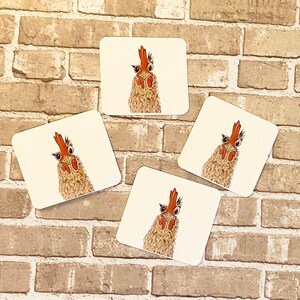 Autocollants faits main drôles de poulet, lot de 4 autocollants ronds, poule, coq, cadeau pour les amoureux des animaux de la ferme, décoration d'enveloppe d'agenda, papeterie