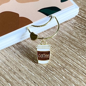 Kaffee Planer Dekoration, große Gold Clip Baumeln, Minimalistische Büroklammer für Agenda und Tagebuch, Clip Charm Lesezeichen, Geschenk für Schreibwaren Liebhaber
