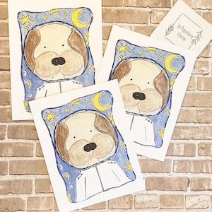 Adorable carte postale peinte à la main de chien astronaute, carte postale aquarelle, papeterie pour amoureux des chiens, Postcrossing, Correspondance, décoration galaxie d'étoiles du ciel
