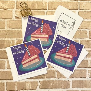 Lot de 3 mini cartes d'anniversaire, gâteau fait main, enveloppe incluse