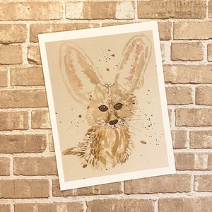 Adorable Fennec Fox Hand-painted Postcard, Watercolor Fenec Handmade Postcard, Animal Lover Stationery, Postcrossing, Penpaling